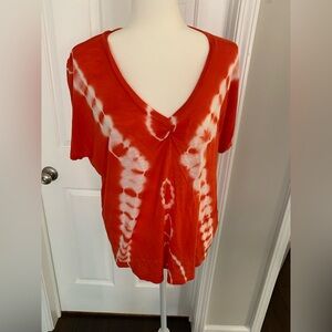 Young Fabulous & Broke Red Tie-Dye V-Neck Tee